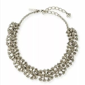 NWT $690 AUTH OSCAR DE LA RENTA SILVER MINI FLOWER NECKLACE MADE IN‎ US